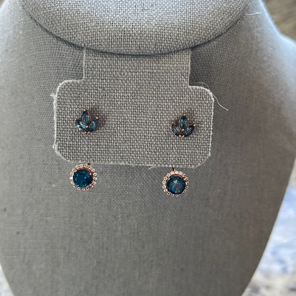 Rose gold & London Blue Topaz drop earrings